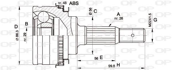 Tête de cardan acier trempé pour Toyota Corolla et Carina E 1.6 Si