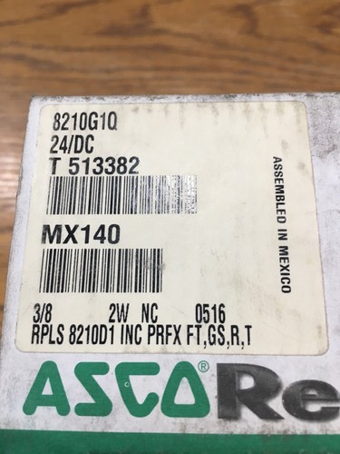 NEW ASCO 8210G1Q MX140 Red Hat 3/8" 11.6 W, 2 WAY, 24 VDC, Solenoid Valve - Picture 8 of 9