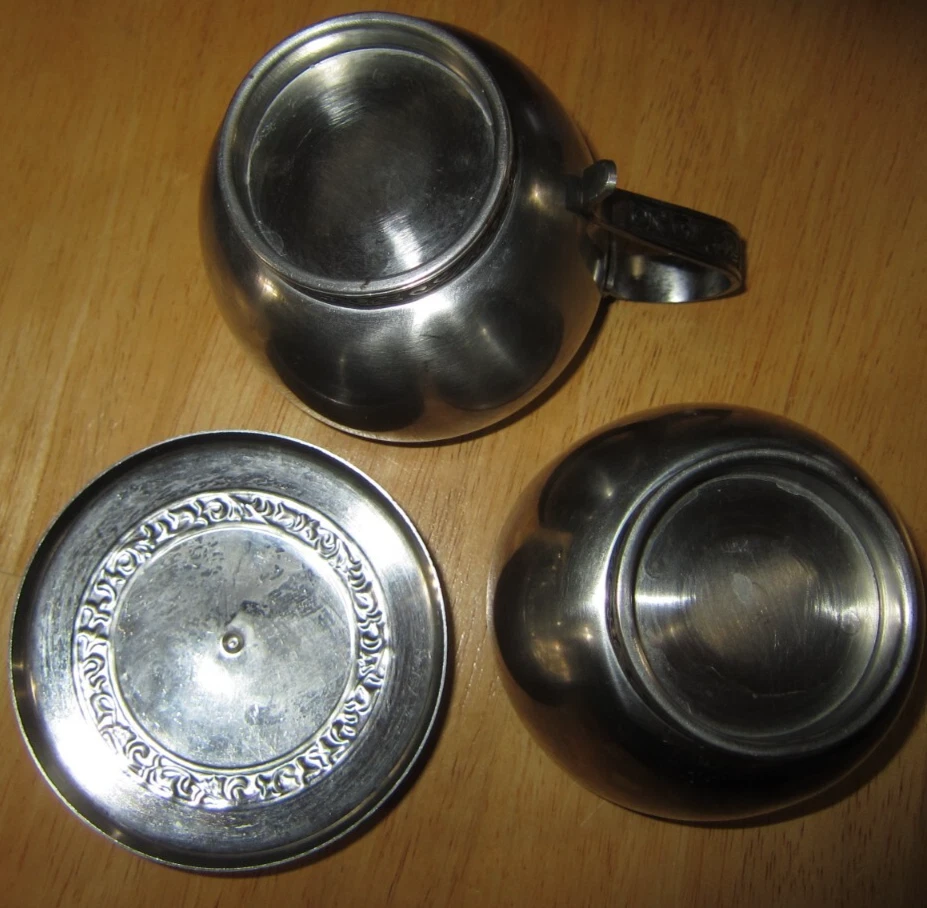 Conjunto retrô de aço inoxidável creme e açúcar - Imagem 3 de 4