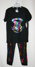 Harry Potter Hogwarts Rainbow Pajama PJ Sleepwear Two-Piece Outfit Kid 10/12 NEW