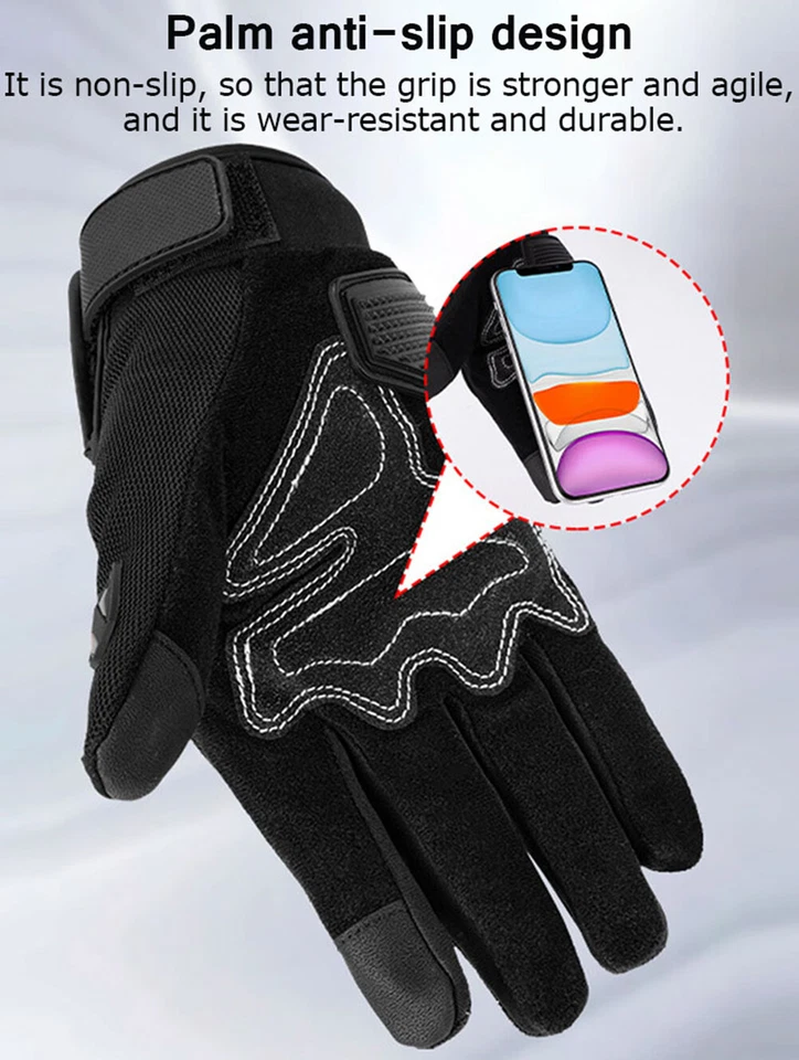Hombres Mujeres Guantes de Motocicleta Ciclismo Montar MTB Pantalla Táctil Guantes de Dedo Completo Foto 4 de 4