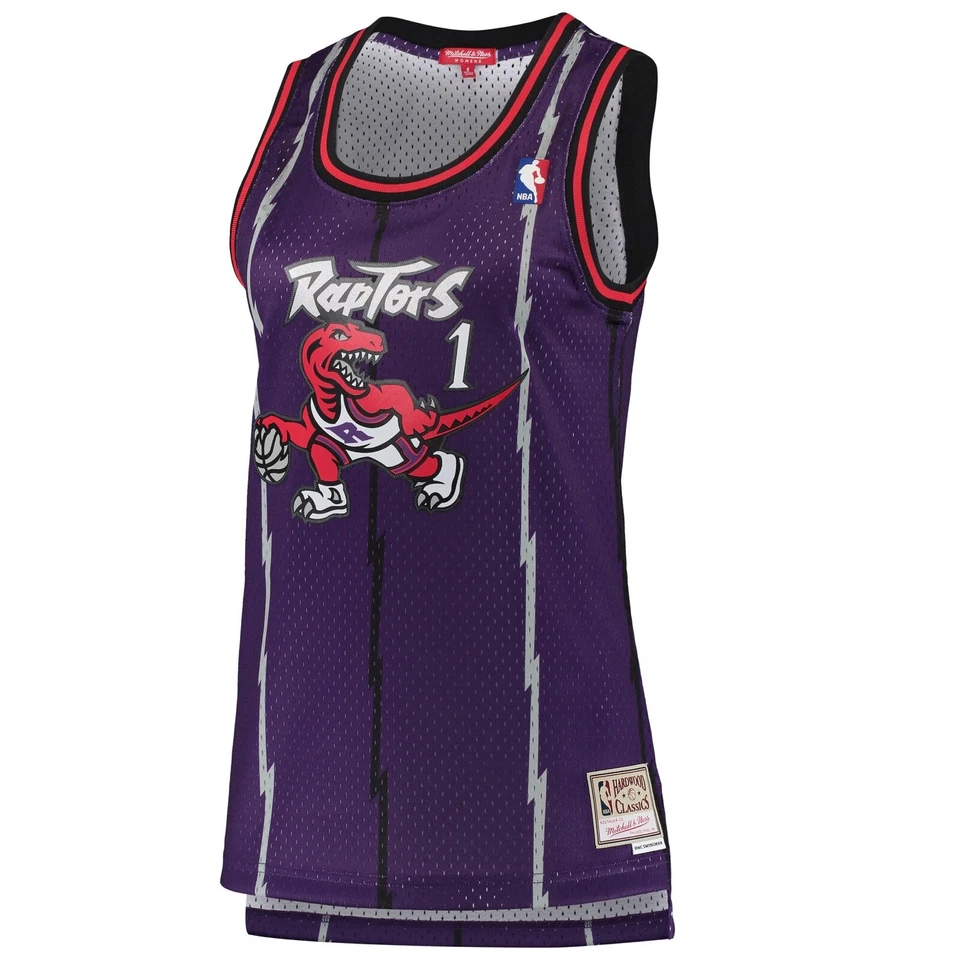 Camiseta deportiva para mujer Toronto Raptors Tracy McGrady Mitchell & Ness púrpura 1998-99 HWC Foto 2 de 3