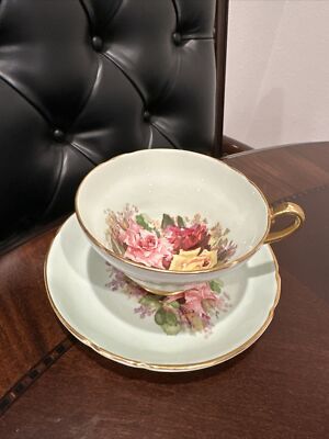 Stanley Bone China Teacup Saucer, Footed Teacup Scalloped