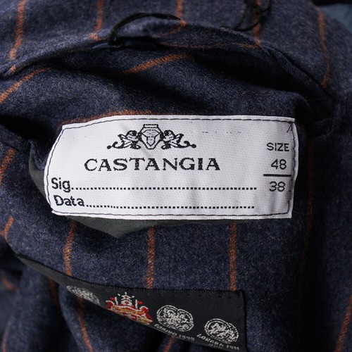 Sartoria Castangia Slate Blue Chalk Stripe Soft Flannel Wool Suit 38R (Eu 48) - Picture 11 of 12