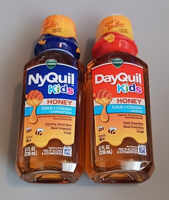2 Lot Vicks Kids NyQuil/DayQuil Honey Cold & Cough - Exp 12/25, 1/26