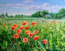 Poppies oil painting Original acrylic painting on canvas Poppy field painting