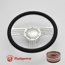 15.5 Polished Billet Steering Wheel Black Half Wrap Gto Chevy