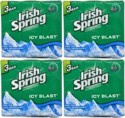4 Packs Irish Spring Deo Seife Icy Blast 105ml Seife (12 Stangen Total)