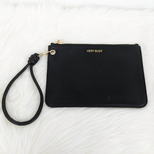 LOFT Handgelenktasche schwarz gold Neuheit Druck sehr beschäftigt abnehmbarer Riemen Top Reißverschluss schick - Bild 8 von 8