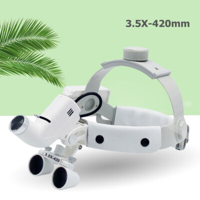Dental Headband Magnifier 3.5x Medical Surgical Binocular Loupes +LED Headlight