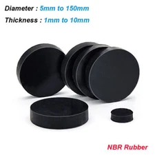 NBR Rubber Solid Discs Flat Round Pad Sealing Non-Slip Cushioning Dia 5mm-150mm