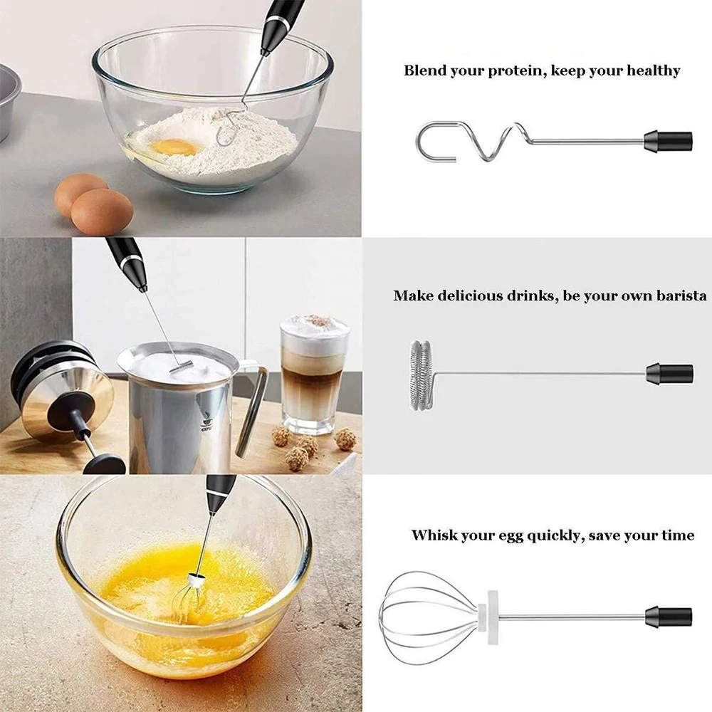 Milk Frother Handheld USB Rechargeable LCD Electric Milk Frother Adjustable 3...