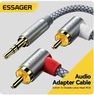 2x Cinch-Splitter-Adapter 90 Grad – Rechtwinkliger Stecker Auf 2 Buchsen, Vergoldet, 4.8x2.4 Cm, Für Audio/Video-Signalverteilung