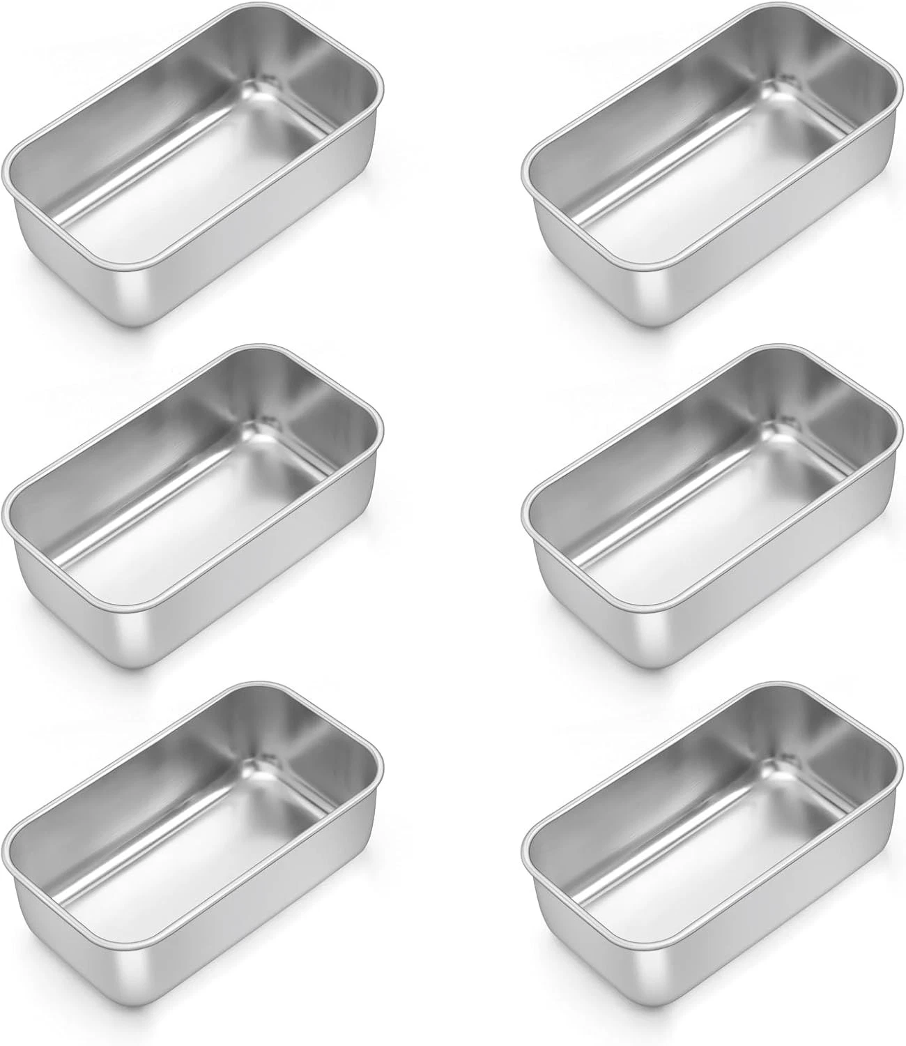 Mini Loaf Pan 6 PCS Stainless Steel Loaf Pans Baking Bread 6.3 x 3.5 Inch Bread