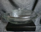Vtg Anchor Hocking Savannah Floral Oval Casserole Glass Baking Dish 13" W/Lid
