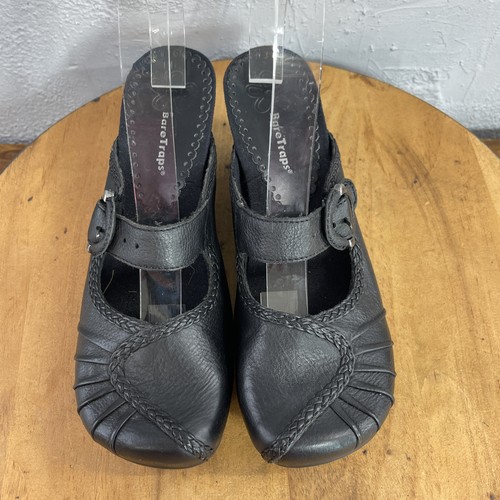 BareTraps Shoes Womens Size 9 Black Leather Wedge Mary Jane Comfort Buckle Strap - Picture 2 of 16