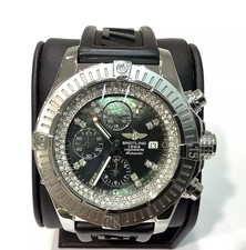 Breitling Super Avenger A13370 chrono Jade MOP Diamond dial and inner bezel