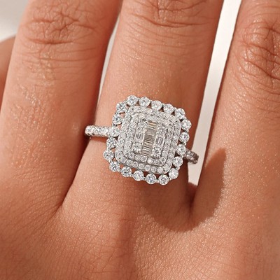 1,3 kt runder & Smaragdschliff Laborgefertigter Diamant Testpass VVS1/D 18 K Goldring