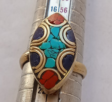 EXTREMELY RARE ANCIENT ROMAN BRONZE RING MULTICOLOR STONE OLD ANTIQUE ARTIFACT