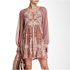 Free People Oksana Mini Peasant Dress Burgundy 4