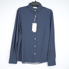 Hart Schaffner Marx Men's Long Sleeve Shirt S Blue Geo Stretch NWT 98.50