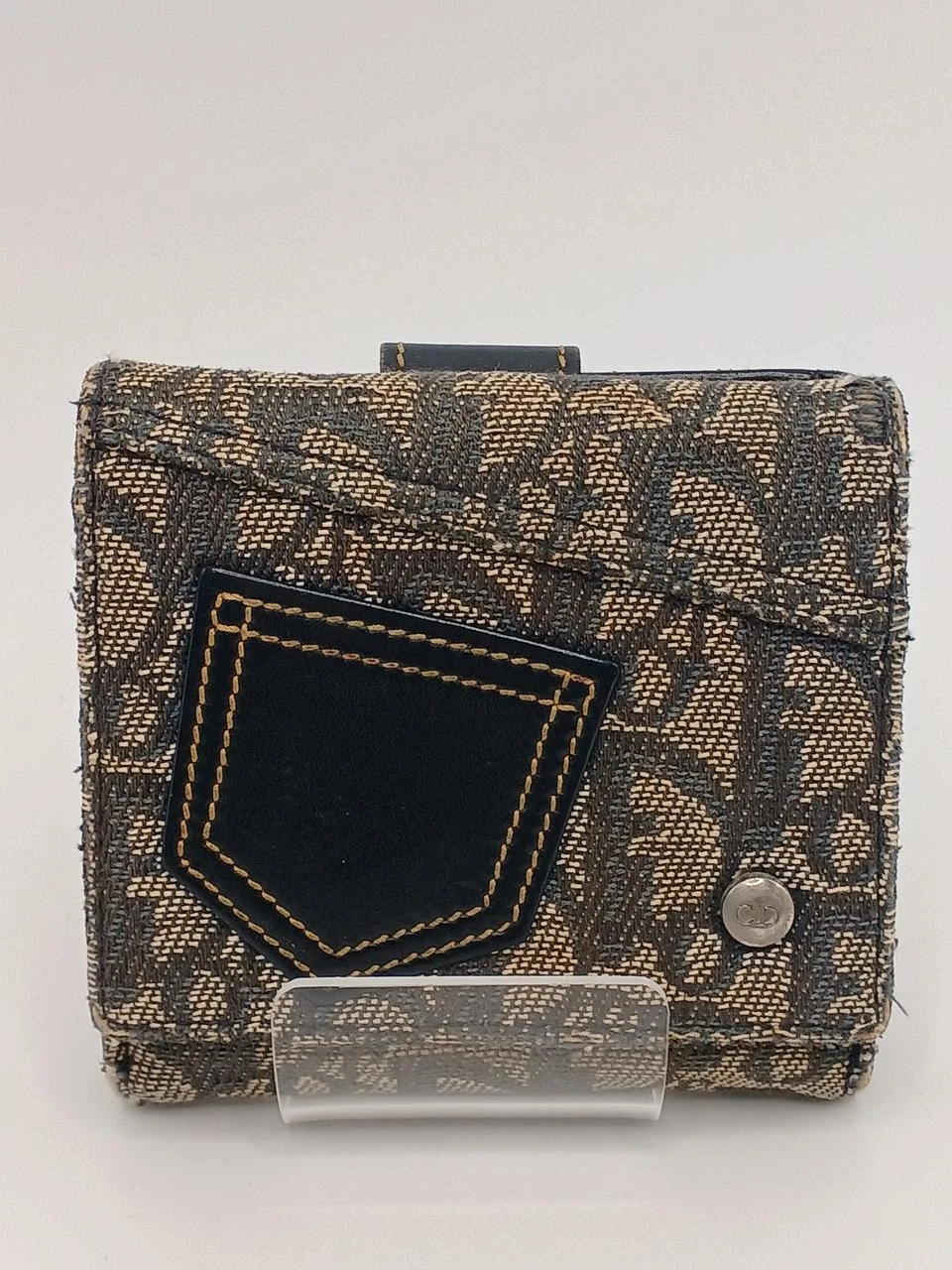 Portefeuille Dior Pliable Cuir Noir Compact Bifold
