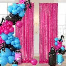 "Sequin Backdrop Curtains Panels Drapes: 2 Packs Iridescent Hot Pink Backdrop ..