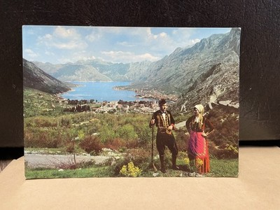 Scenic View of Boka Kotorska with Traditional Attire Montenegro Kotor Postcard