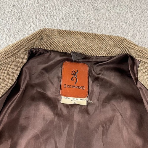 Vintage Browning Wool & Leather Bomber Jacket Coat Canada Mens Large Full Zip - Picture 8 of 14