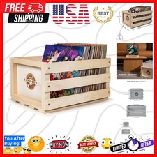 AC1004A-NA Record Storage Crate Holds up to 75 Albums, Natural