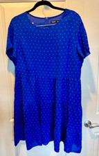 SHEIN Swiss Dot Flutter Sleeve Dress Royal Blue Size 2XL (US 14) - Gently Use