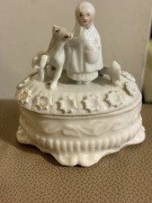 Antique German Conta & Boehme Red Riding Hood Porcelain Fairing Trinket Box 