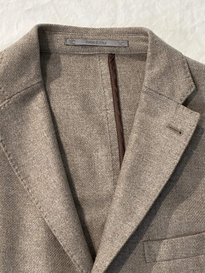 LORO PIANA Fabric Made In Italy High End  Jacket Blazer 100% Cashmere Tan 42 US - Image 4 of 4