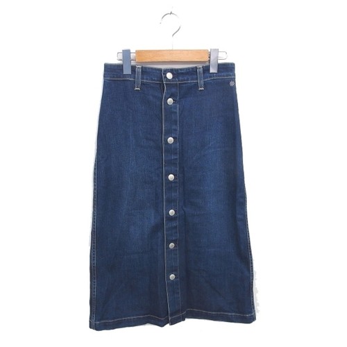 AG × ALEXA CHUNG Collaboration Denim Tight Skirt Long Front Opening 26 Navy Used
