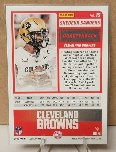 2025 Panini Score-A-Treat - #15 Shedeur Sanders (RC) - Cleveland Browns - NM - Bild 2 von 2