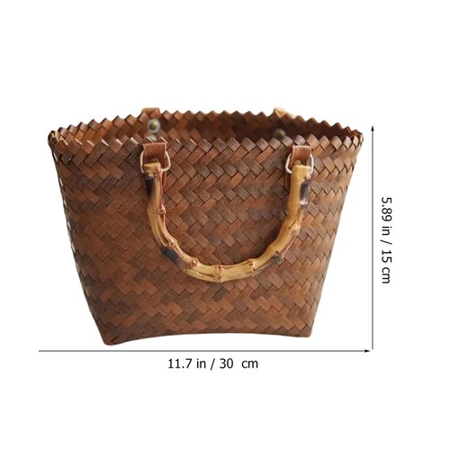 Vintage Straw Bag Palm Leaf Basket for Girls Miss Woman Storage Pouch - Picture 10 of 12