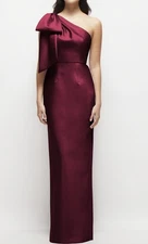 Alfred Sung Women's Bow Accents Satin Gown,sz 6R,New, Cabernet