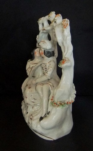 C.19th Staffordshire Flatback: Lovers in a Bower: 26 cm high - Picture 6 of 10
