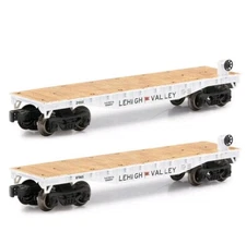 2 PACK - O Gauge 10-1/2" Flat Cars - LEHIGH VALLEY - New Item - Never Ran