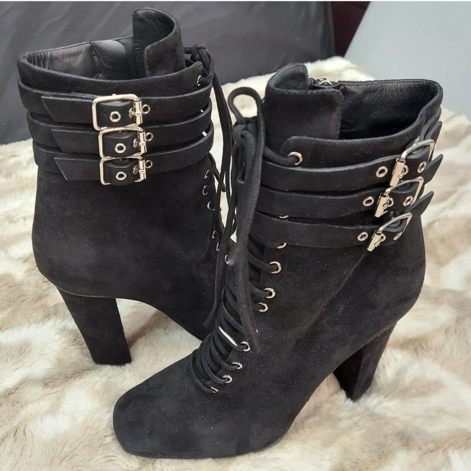 Botines Guiseppe Zanotti de gamuza negra de tacón alto, 38 Foto 2 de 4