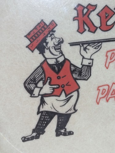 1970's KEN'S PIZZA PARLOR Vintage TRAY & GLASS CUP Tulsa OK - Great Graphic! - Picture 5 of 12