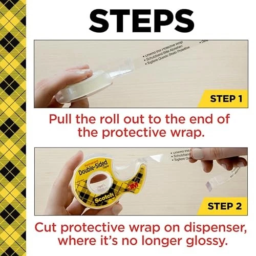 Cinta Scotch Doble Cara, 1/2 pulgada x 900 pulgada, Permanente, 1/Paquete (665) Foto 4 de 4