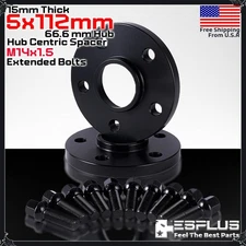 2x 15 mm Audi 5x112 66.6mm Hub Centric Spacer Fit Latest A/Q/R/RS/S/SQ -Series