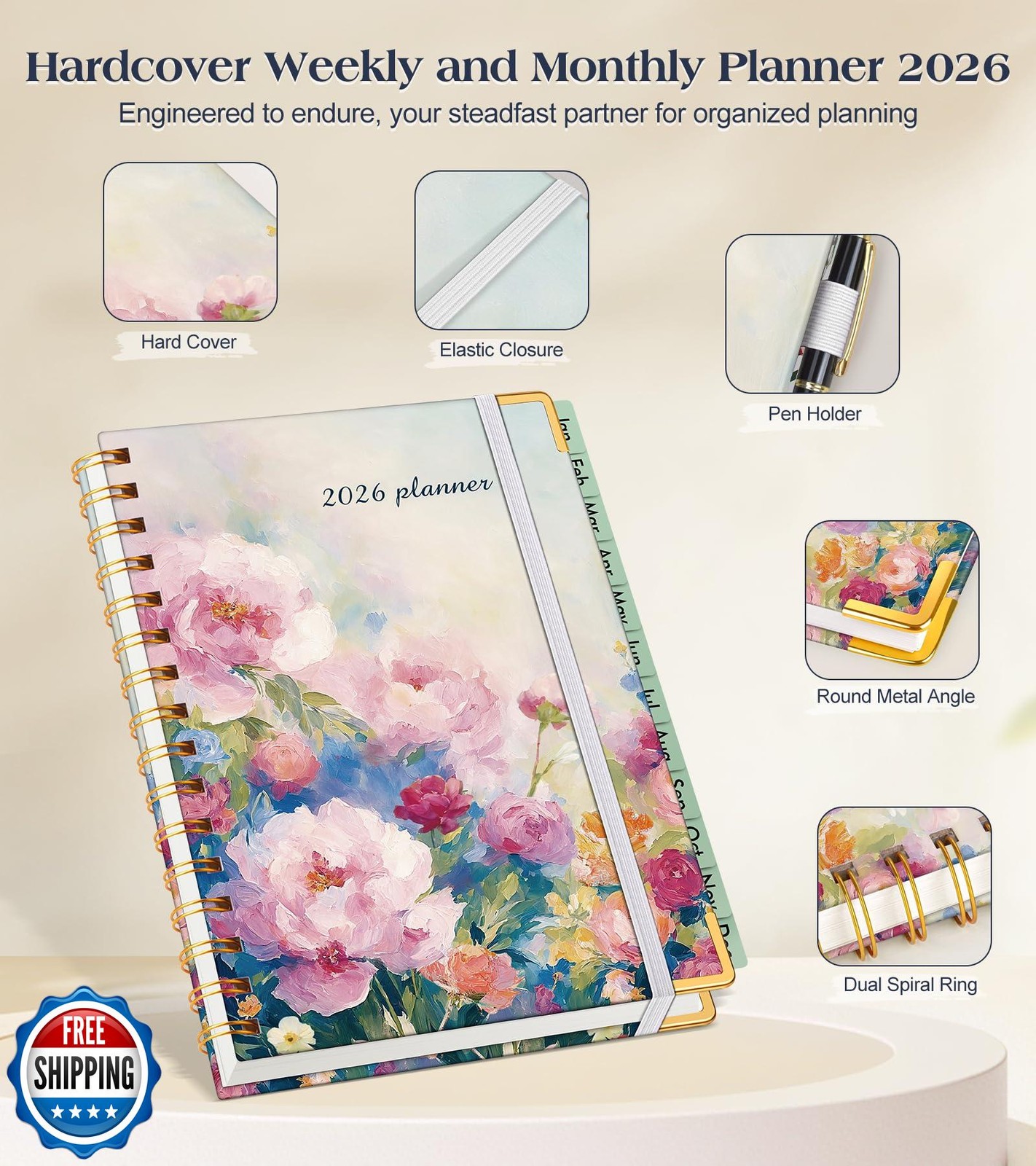 2026 Planner, Hardcover Weekly and Monthly Planner for Women, Jan