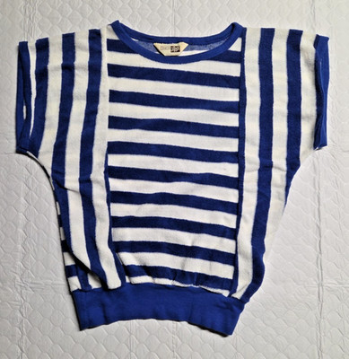 Sears Terry Top Blue White Stripes Medium M The Fashion Place Vintage Summer Fun