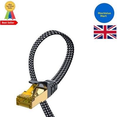 5 m Cat 8 Ethernet Kabel - 2000 MHz flach geflochten STP für schnelles Gaming & Streaming