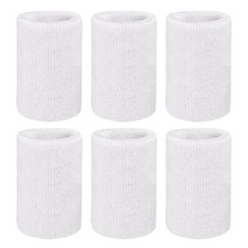 Wristbands Sweatbands, Wrist Bands 4x3In 6 Pack White