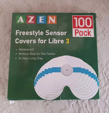 AZEN 100 Pack Freestyle Sensor Covers for Libre 3, Waterproof Adhesive Patches,