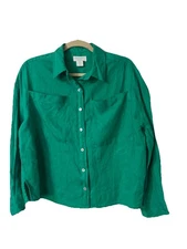 Cynthia Rowley Linen lime green  100% linen Size Medium Button down shirt.