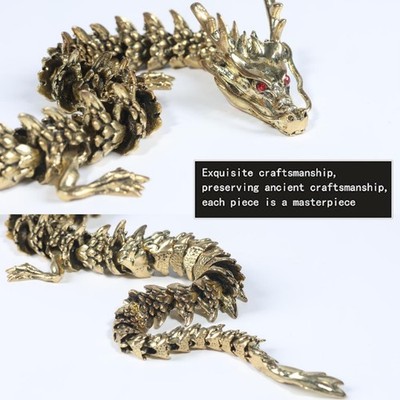 3D Articulated Chinese Dragon Statue Metal Copper Dragon 9 Inch